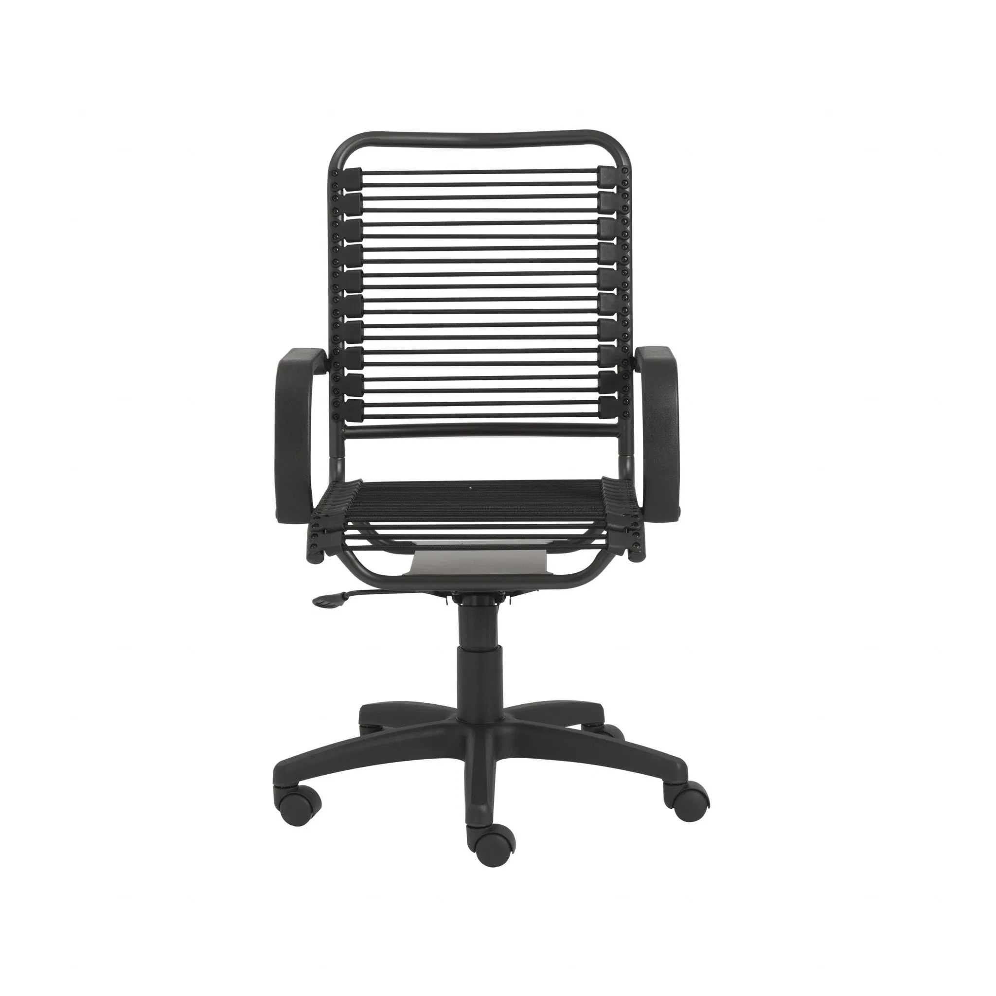 43" Black and Black Round Bungee Cord High Back Office Chair By Homeroots