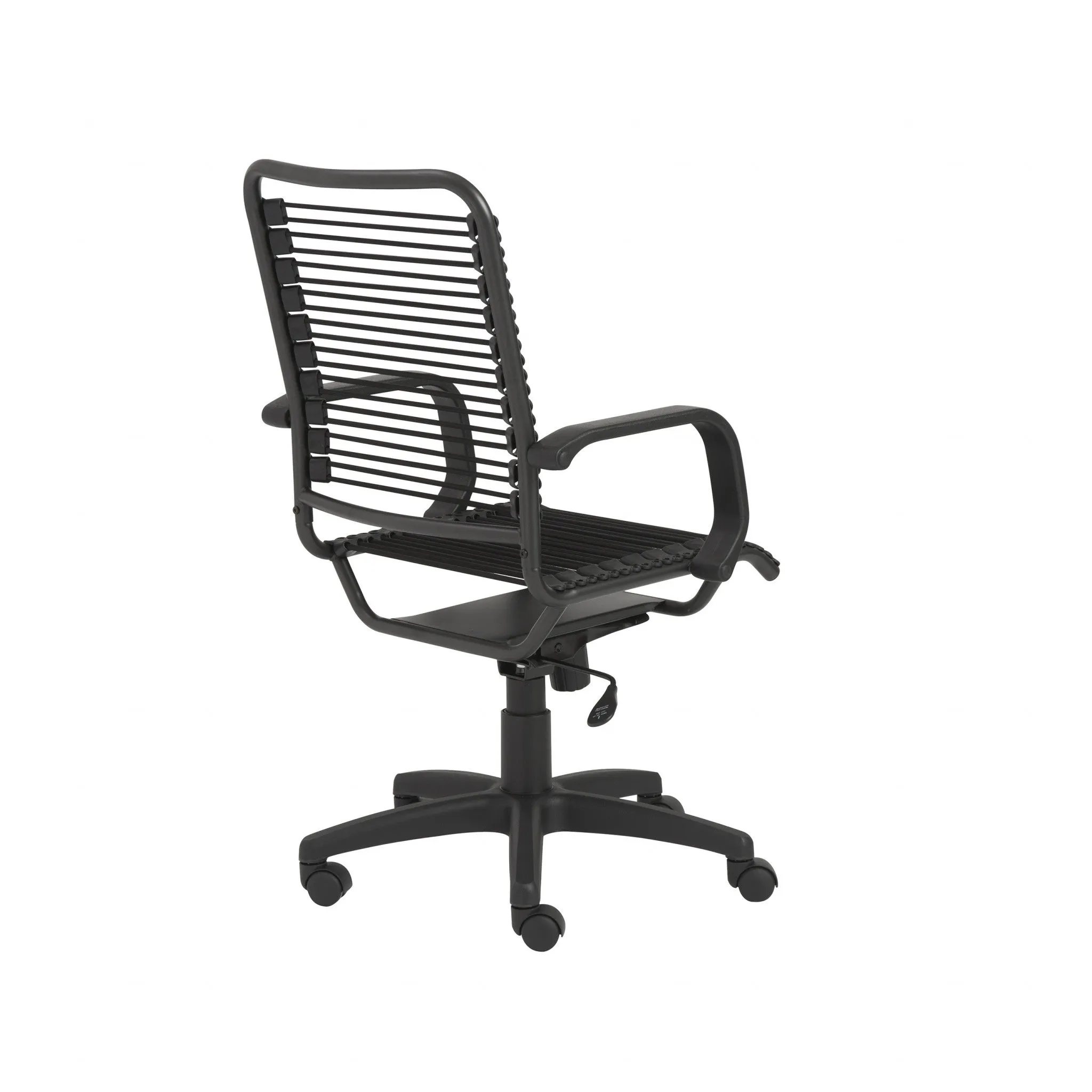 43" Black and Black Round Bungee Cord High Back Office Chair By Homeroots