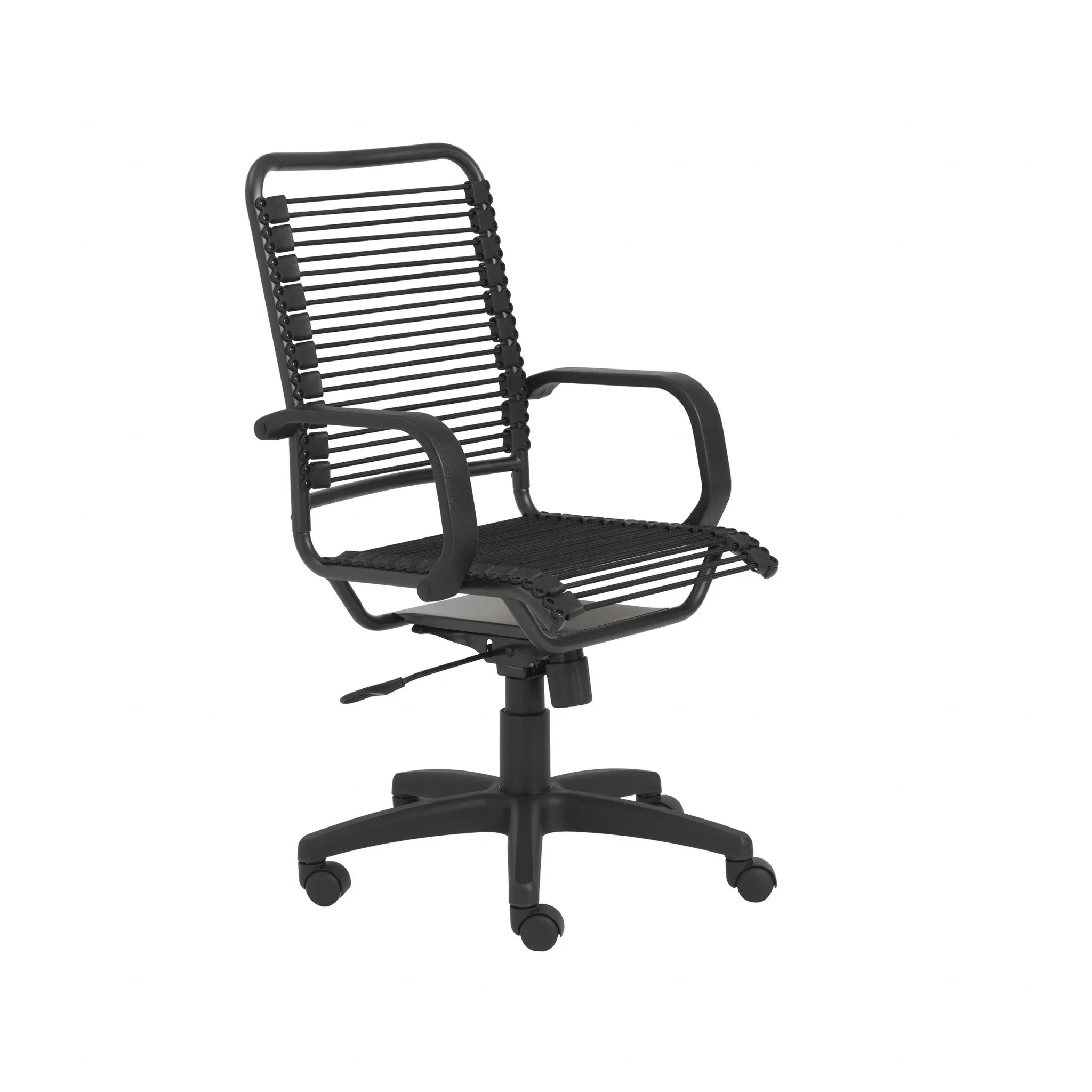 43" Black and Black Round Bungee Cord High Back Office Chair By Homeroots