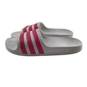 Adidas sandals shoe size 2 white with pink 3 strips slip-on