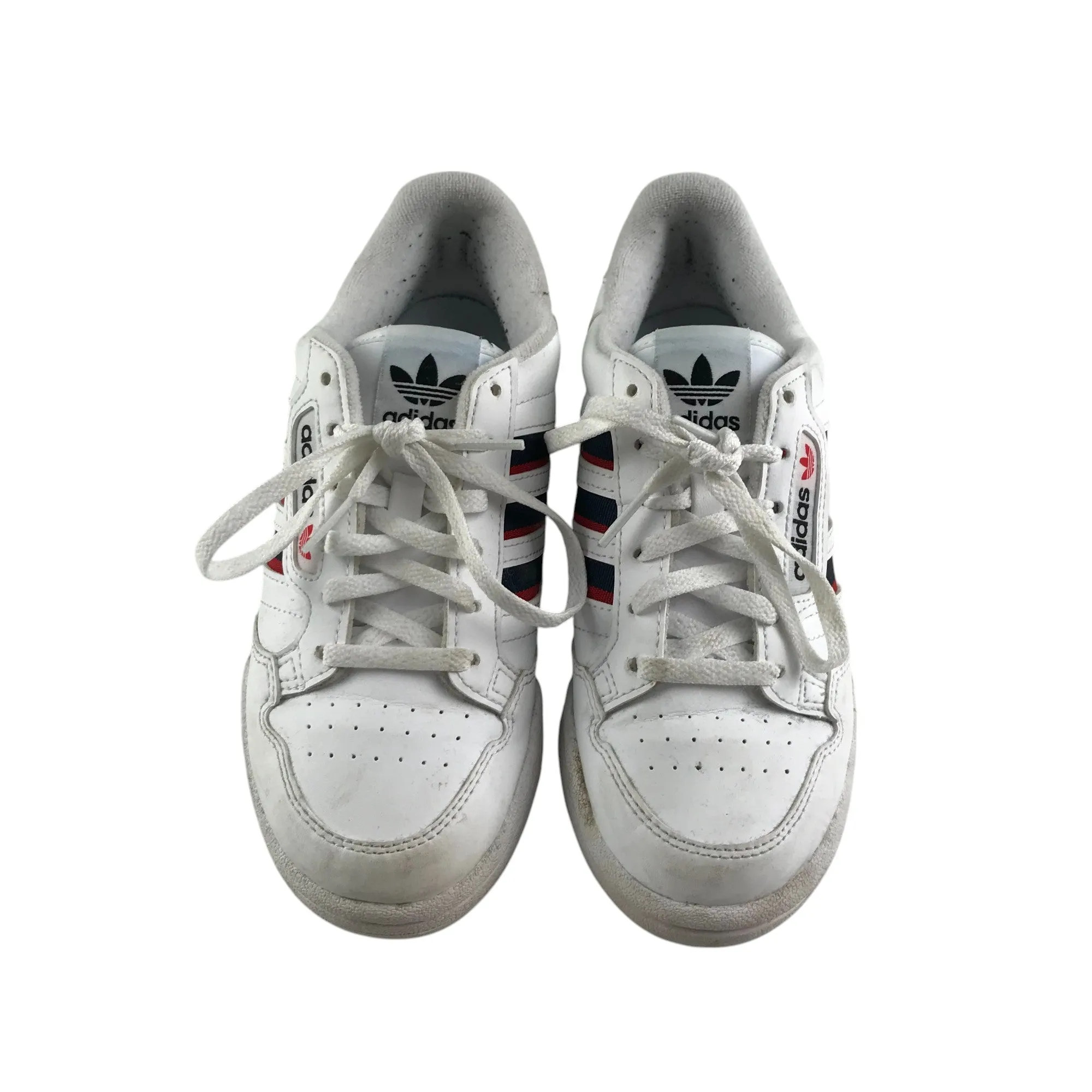 Adidas trainers shoe size 3.5 white blue and red three stripes