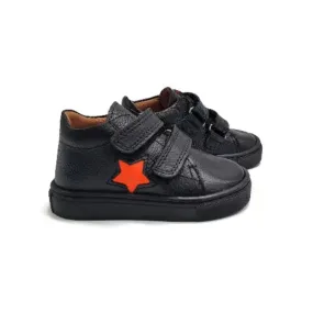 Atlanta Mocassin Black Orange Star Velcro Sneaker