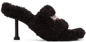 Balenciaga Black Furry 80mm Heeled Sandals