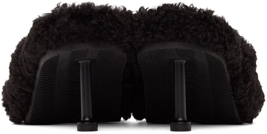 Balenciaga Black Furry 80mm Heeled Sandals