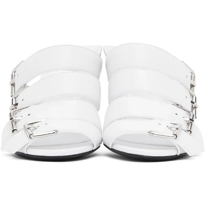 Balenciaga White Buckle Mules