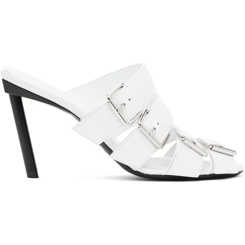 Balenciaga White Buckle Mules