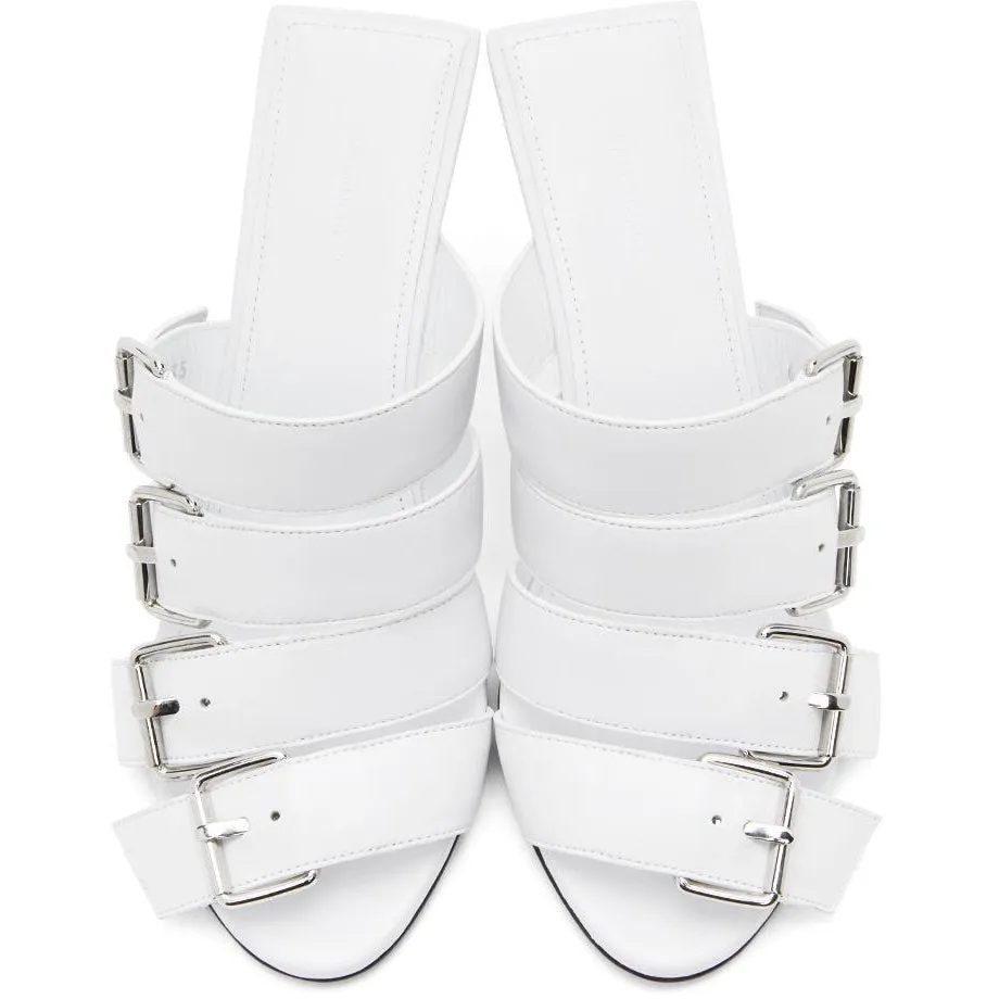 Balenciaga White Buckle Mules