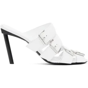Balenciaga White Buckle Mules