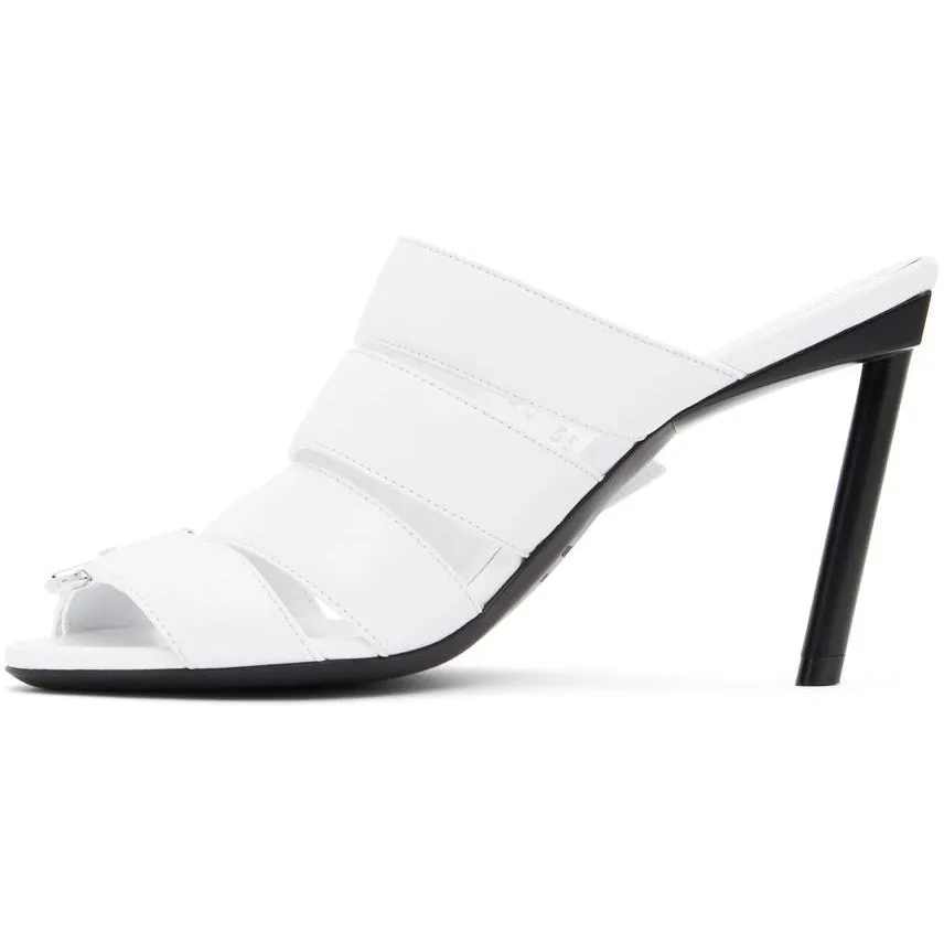 Balenciaga White Buckle Mules