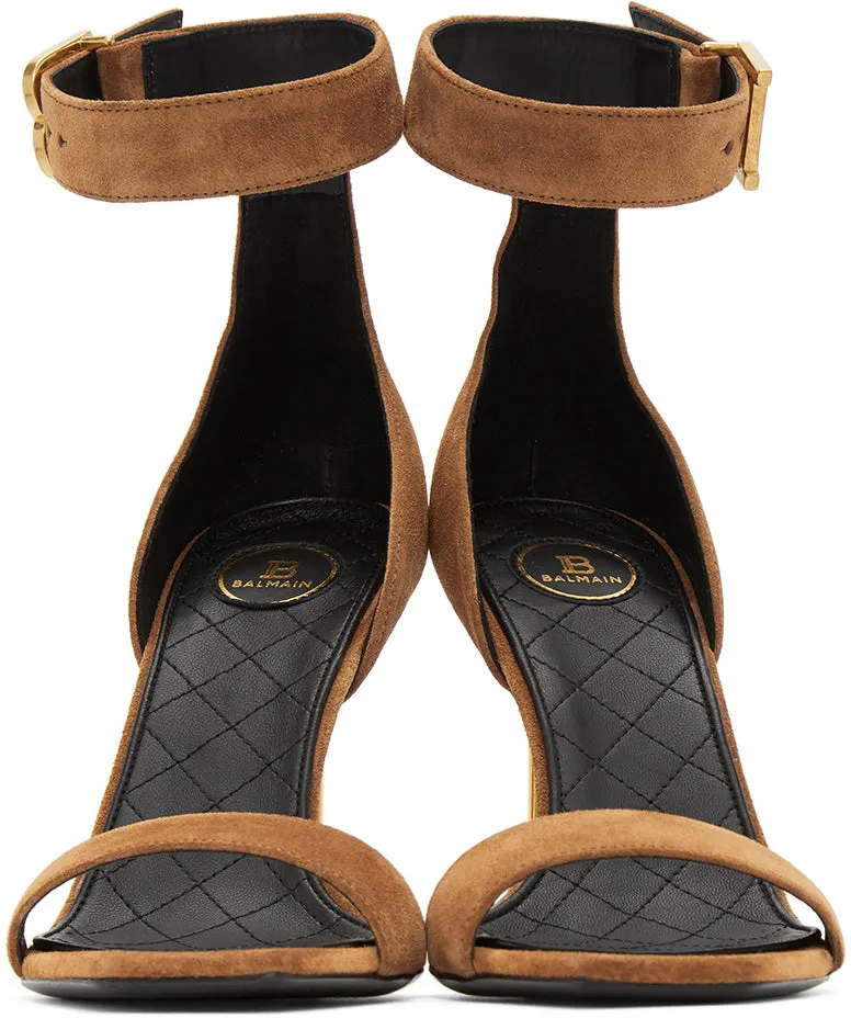 Balmain Brown Suede Rudie Heeled Sandals