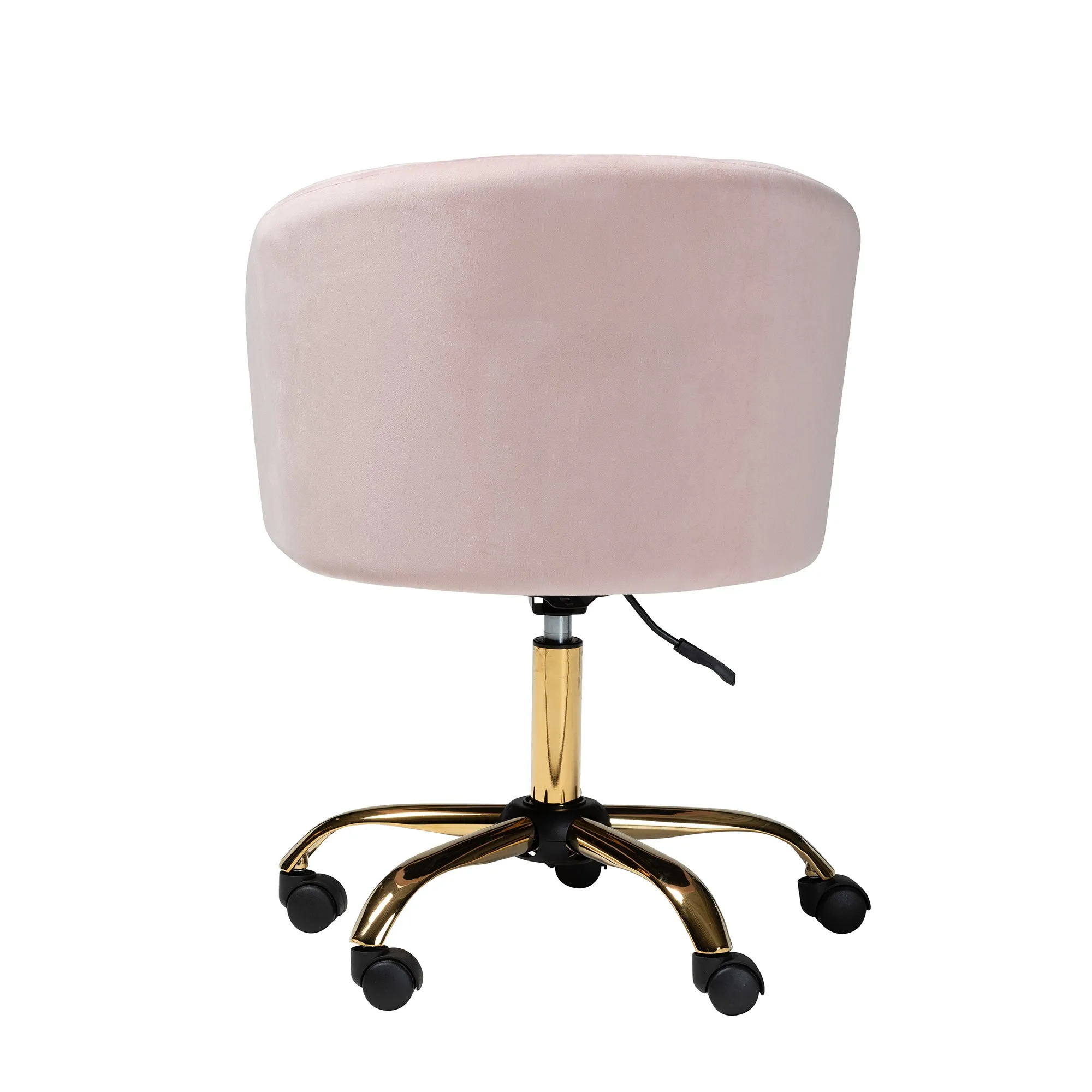 Baxton Studio Ravenna Contemporary Glam and Luxe Blush Pink Velvet Fabric and Gold Metal Swivel Office Chair