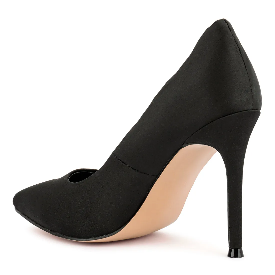 Black Satin Stiletto Pumps