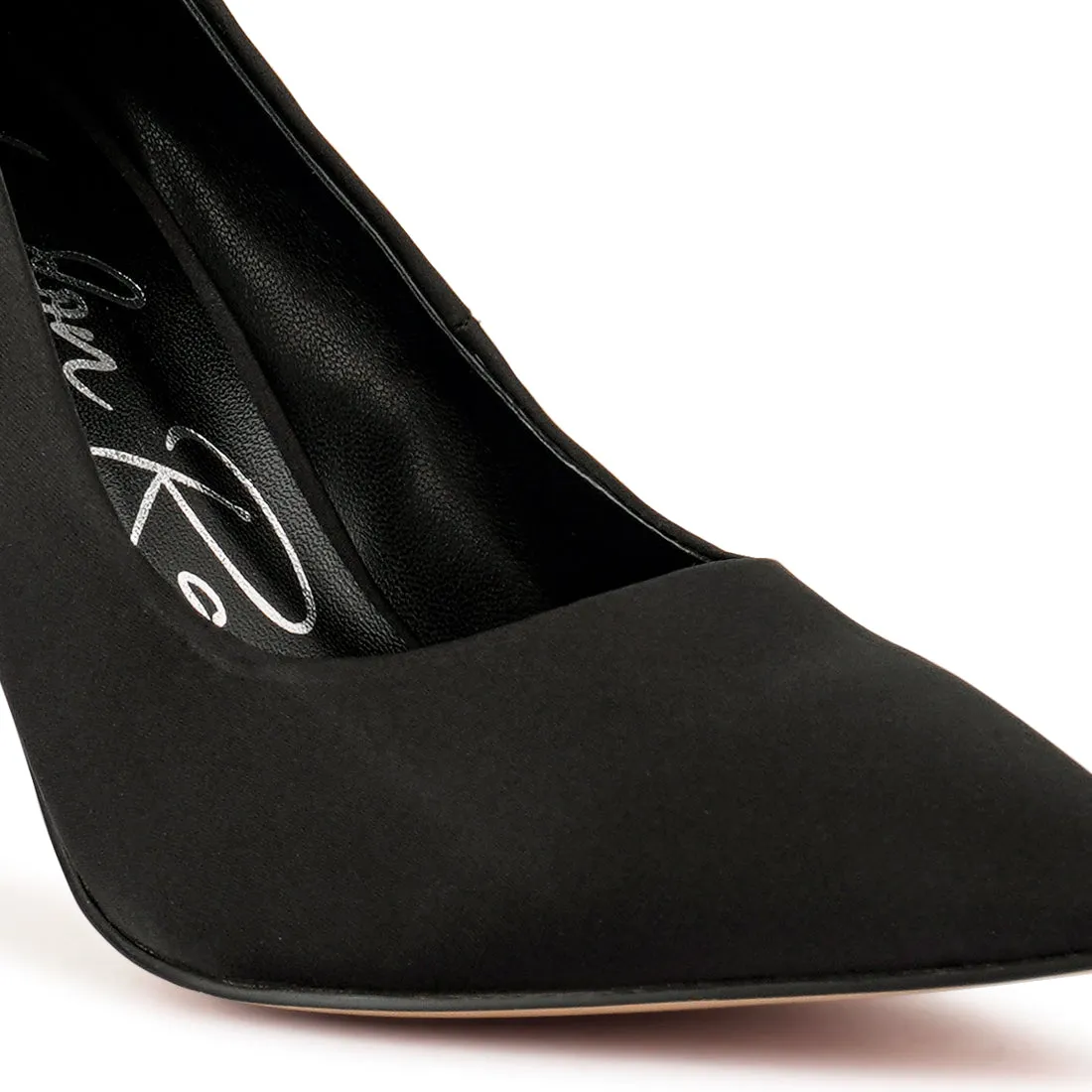 Black Satin Stiletto Pumps