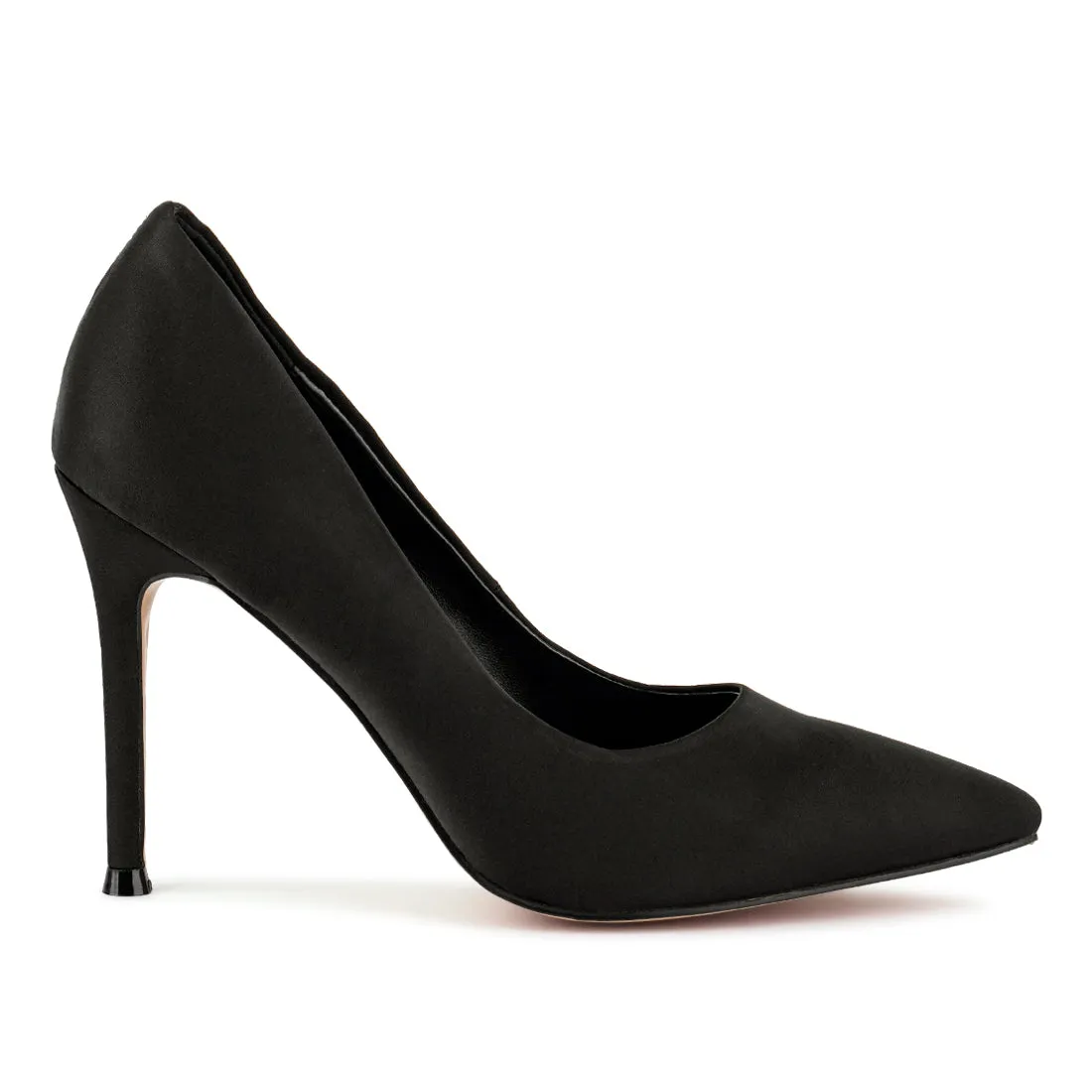 Black Satin Stiletto Pumps