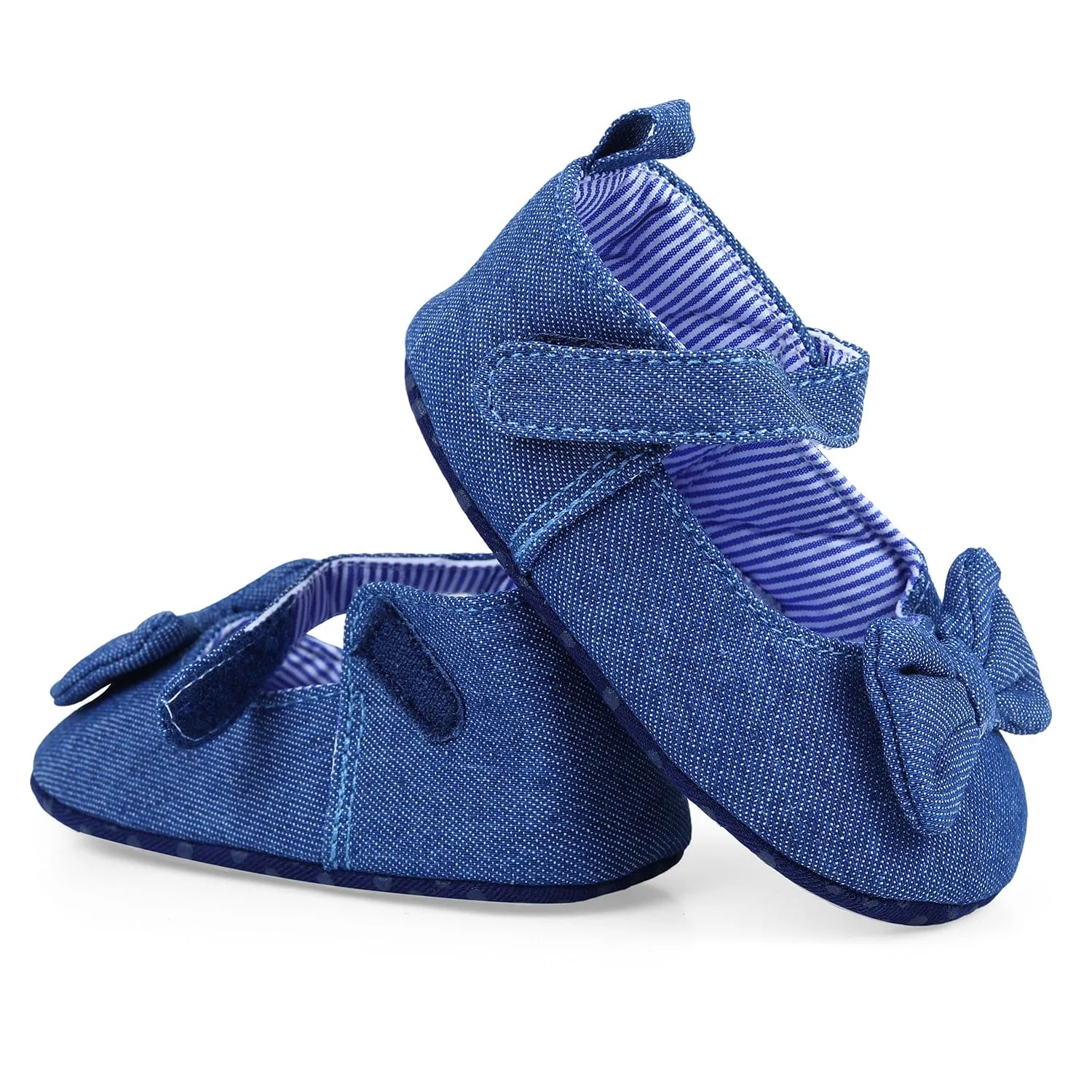Bow Premium Girls Anti-Slip Ballerina Booties - Blue