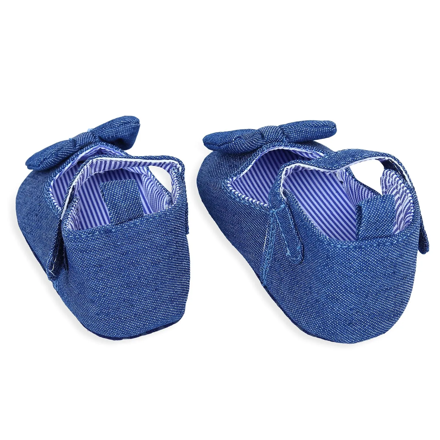 Bow Premium Girls Anti-Slip Ballerina Booties - Blue