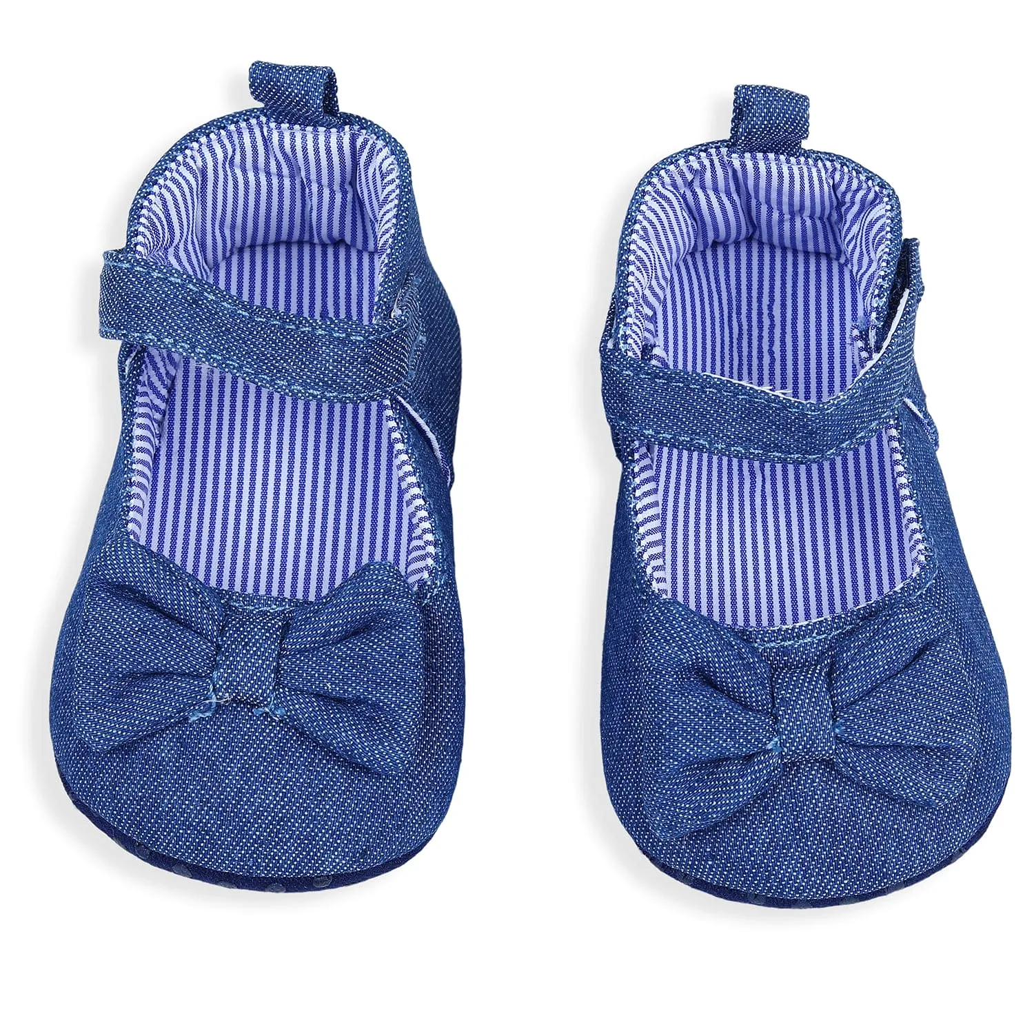 Bow Premium Girls Anti-Slip Ballerina Booties - Blue