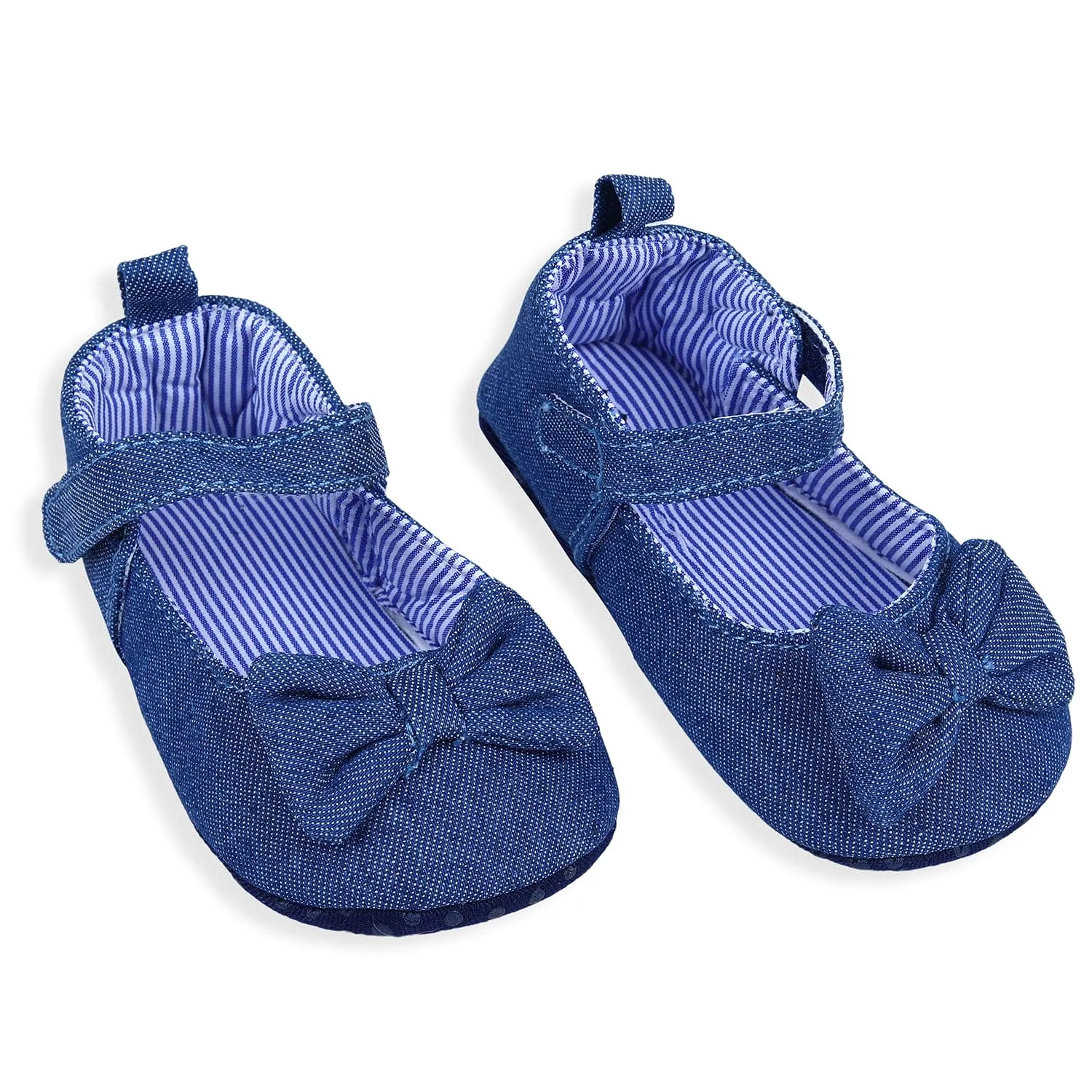 Bow Premium Girls Anti-Slip Ballerina Booties - Blue