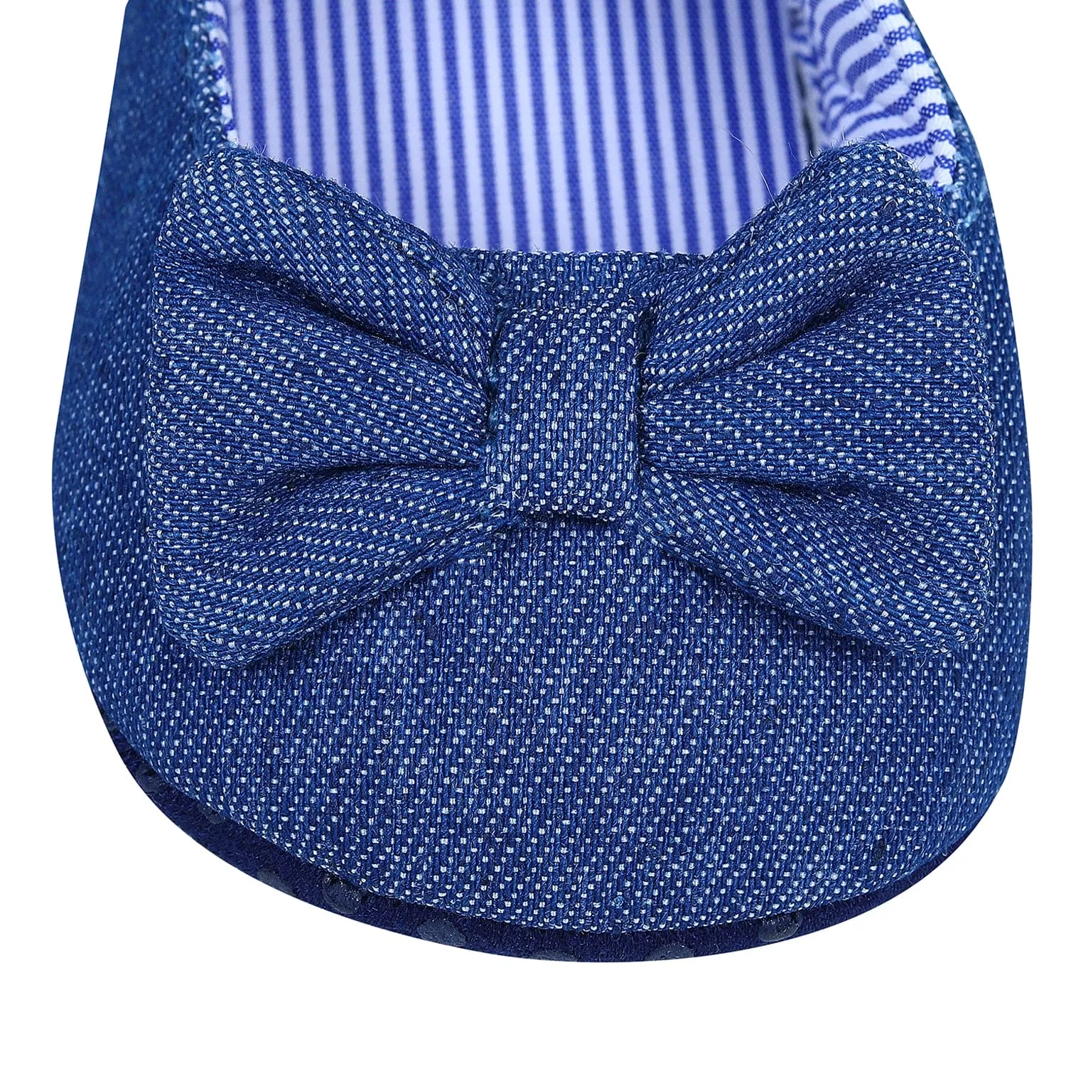 Bow Premium Girls Anti-Slip Ballerina Booties - Blue