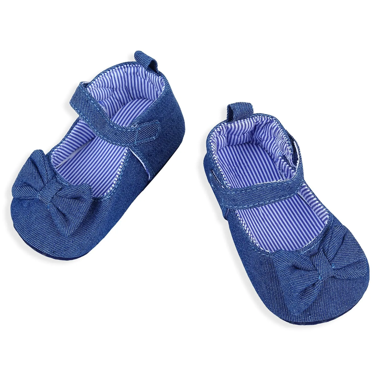 Bow Premium Girls Anti-Slip Ballerina Booties - Blue