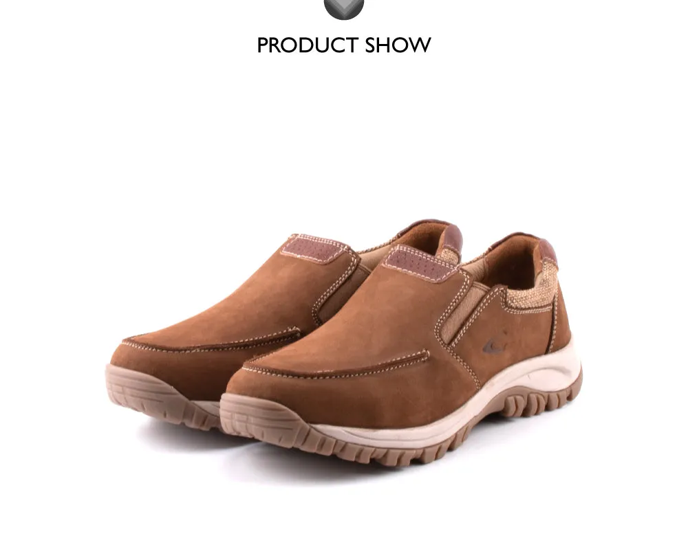 camel active Waxy Nubuck Leather Slip On Loafers Men Dark Khaki WIGAN 852402-AM1SV-62