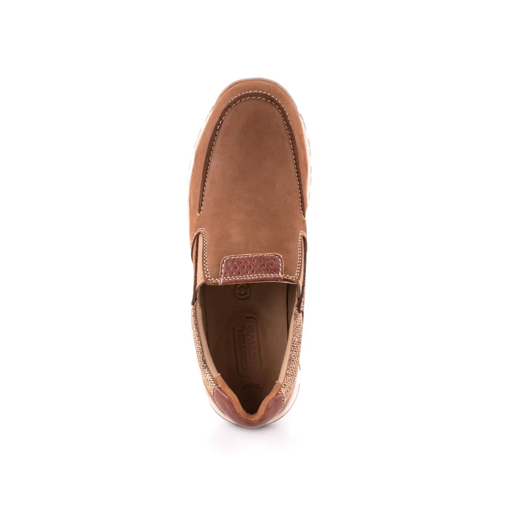 camel active Waxy Nubuck Leather Slip On Loafers Men Dark Khaki WIGAN 852402-AM1SV-62