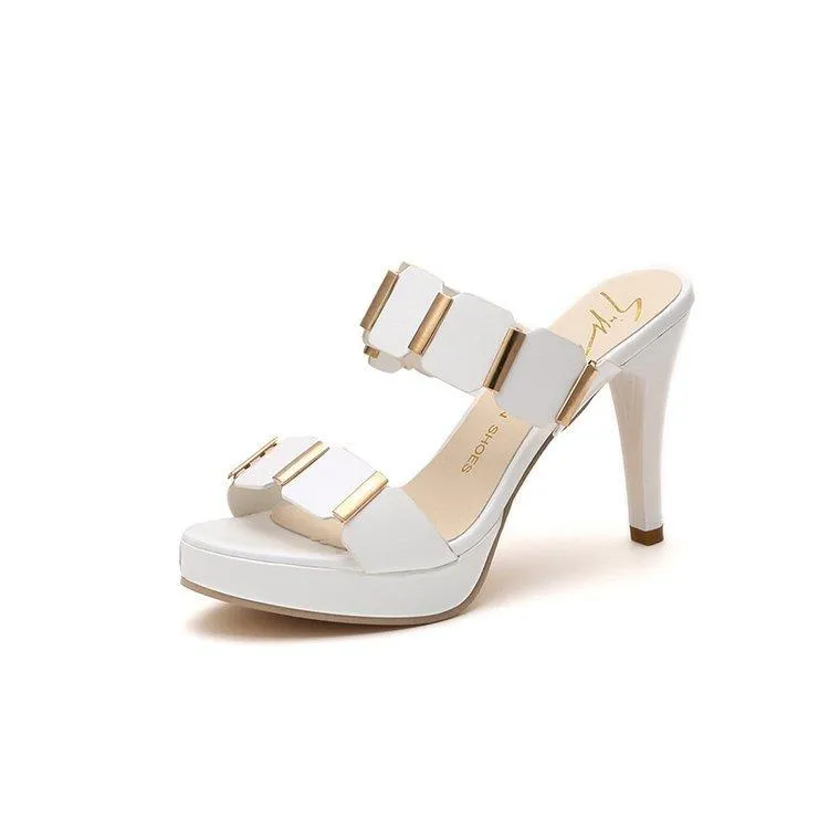 Chicvane Open Toe Stiletto Heels  Pumps Slides Shoes