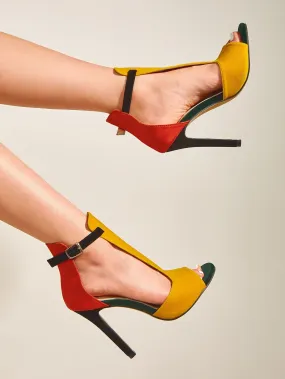 Color Block Stiletto Heeled Sandals
