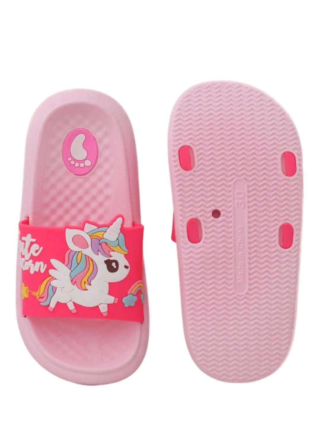 Enchanted Pink Unicorn Rainbow Slides – Magical Comfort for Every Step