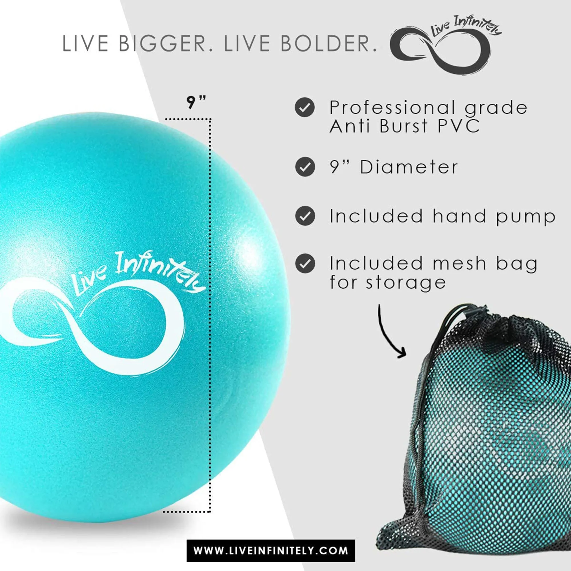 Exercise Ball Workout Equipment for Yoga and Pilates with Mesh Bag