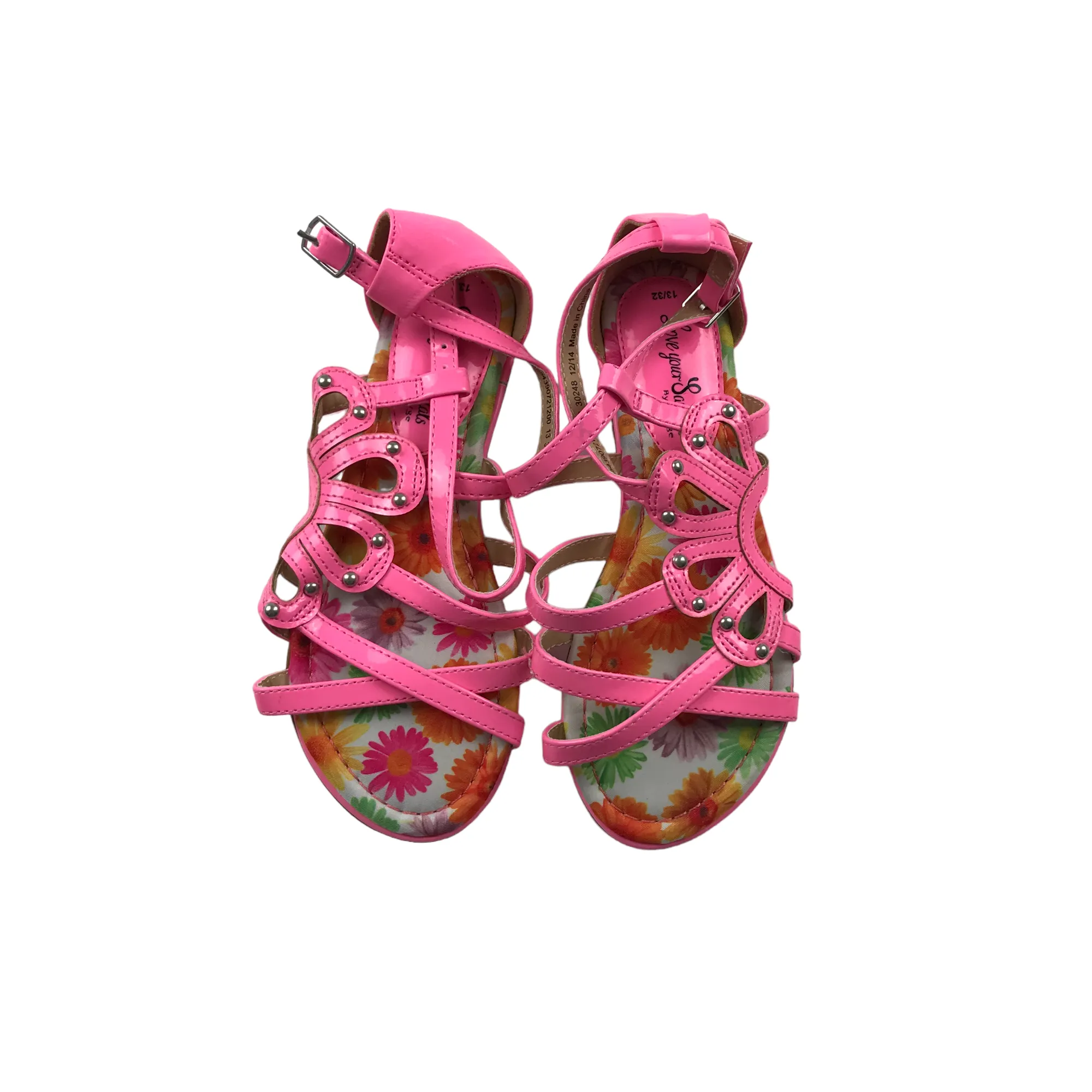 George Bright Pink Flower Sandals Shoe Size 13 junior