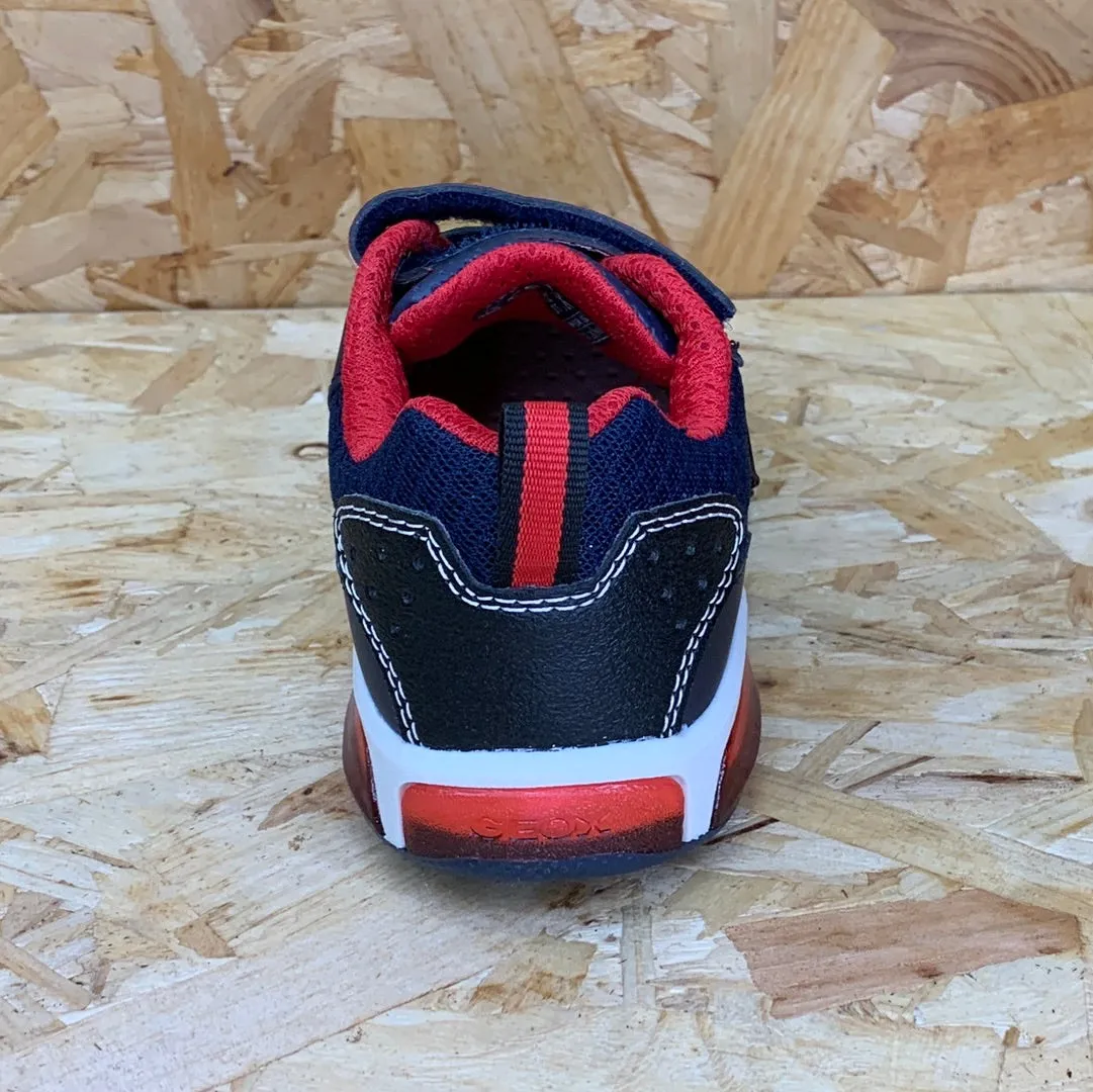 Geox Kids Inek Light Up Trainers - Navy / Red