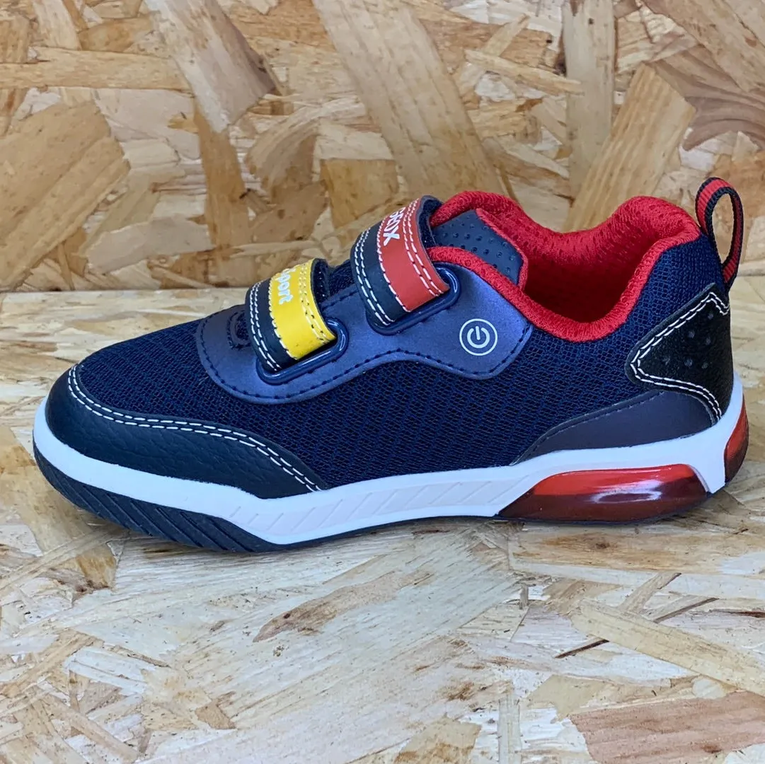 Geox Kids Inek Light Up Trainers - Navy / Red