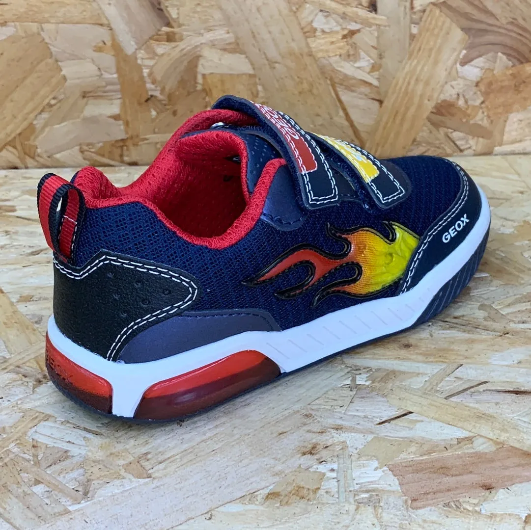 Geox Kids Inek Light Up Trainers - Navy / Red