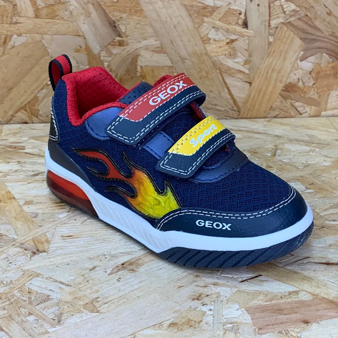 Geox Kids Inek Light Up Trainers - Navy / Red
