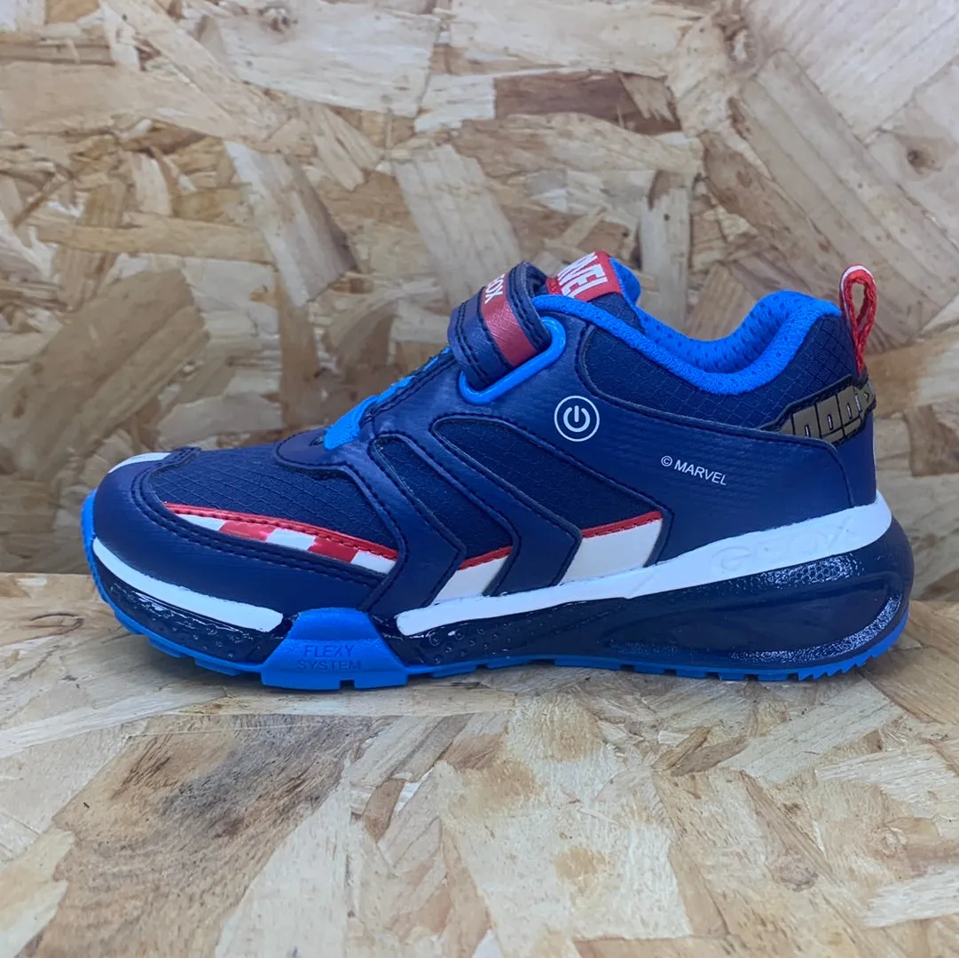 Geox Kids Marvel Captain America Light Up Trainers - Navy / Red