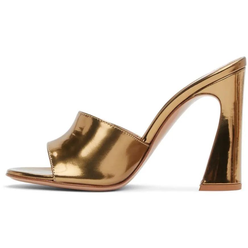 Gianvito Rossi Gold Curved Heeled Sandals