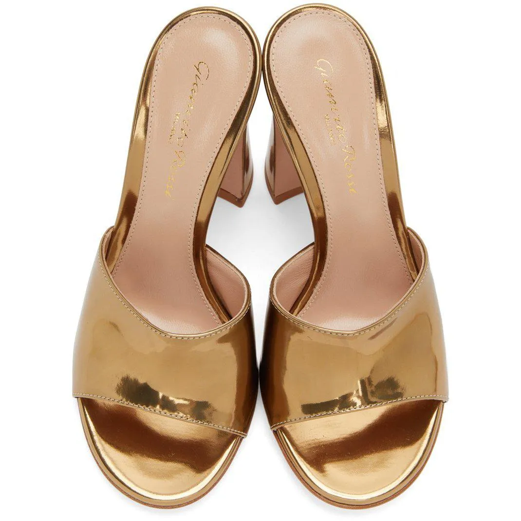 Gianvito Rossi Gold Curved Heeled Sandals