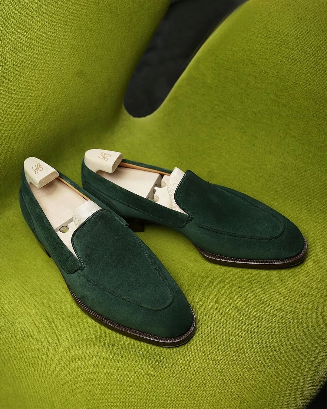 Green Suede Caelum Loafers Minimalist Edition - Formal Shoes - SS23