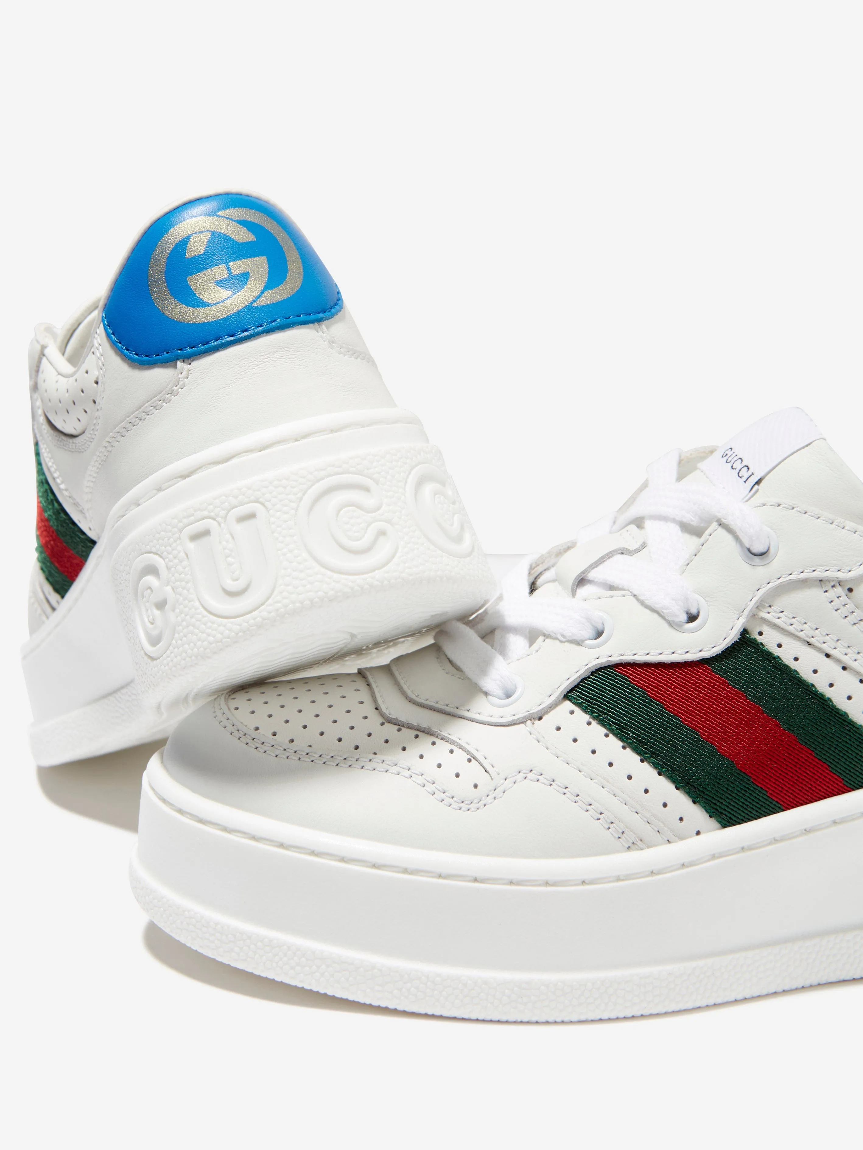 Gucci Kids Leather Web Chunky Trainers