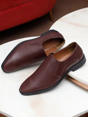 Handmade Italian Leather Formal Slipons Rosewood Shoes for Men