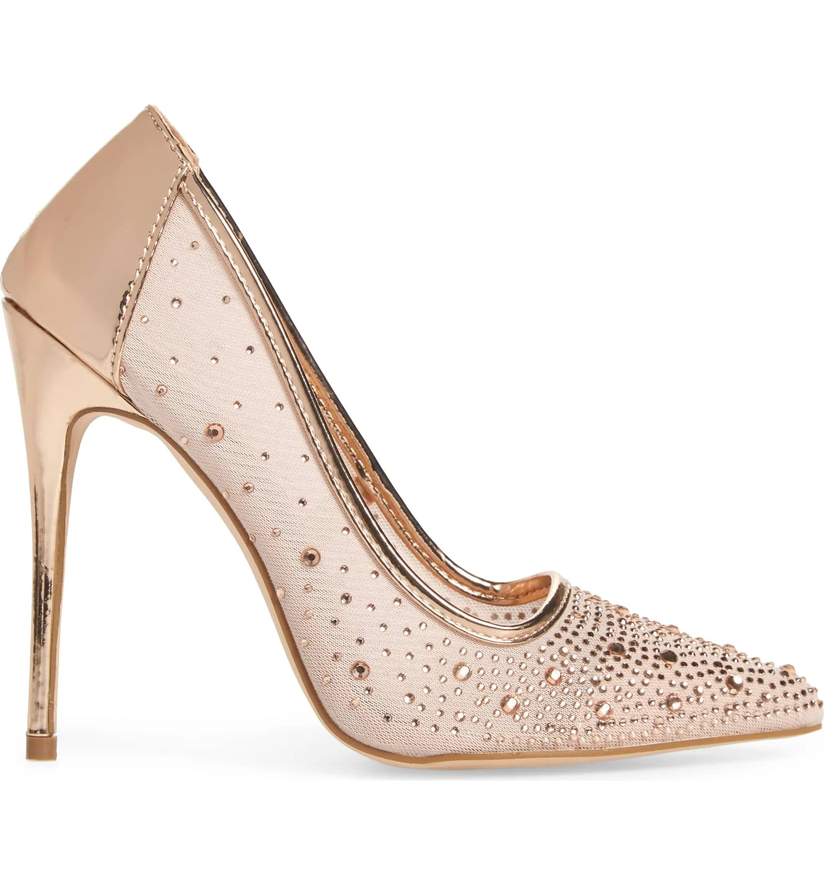 Lauren Lorraine Janna POinted Toe Rhinestone Mesh High Stiletto Heel Prom Pump