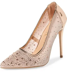 Lauren Lorraine Janna POinted Toe Rhinestone Mesh High Stiletto Heel Prom Pump