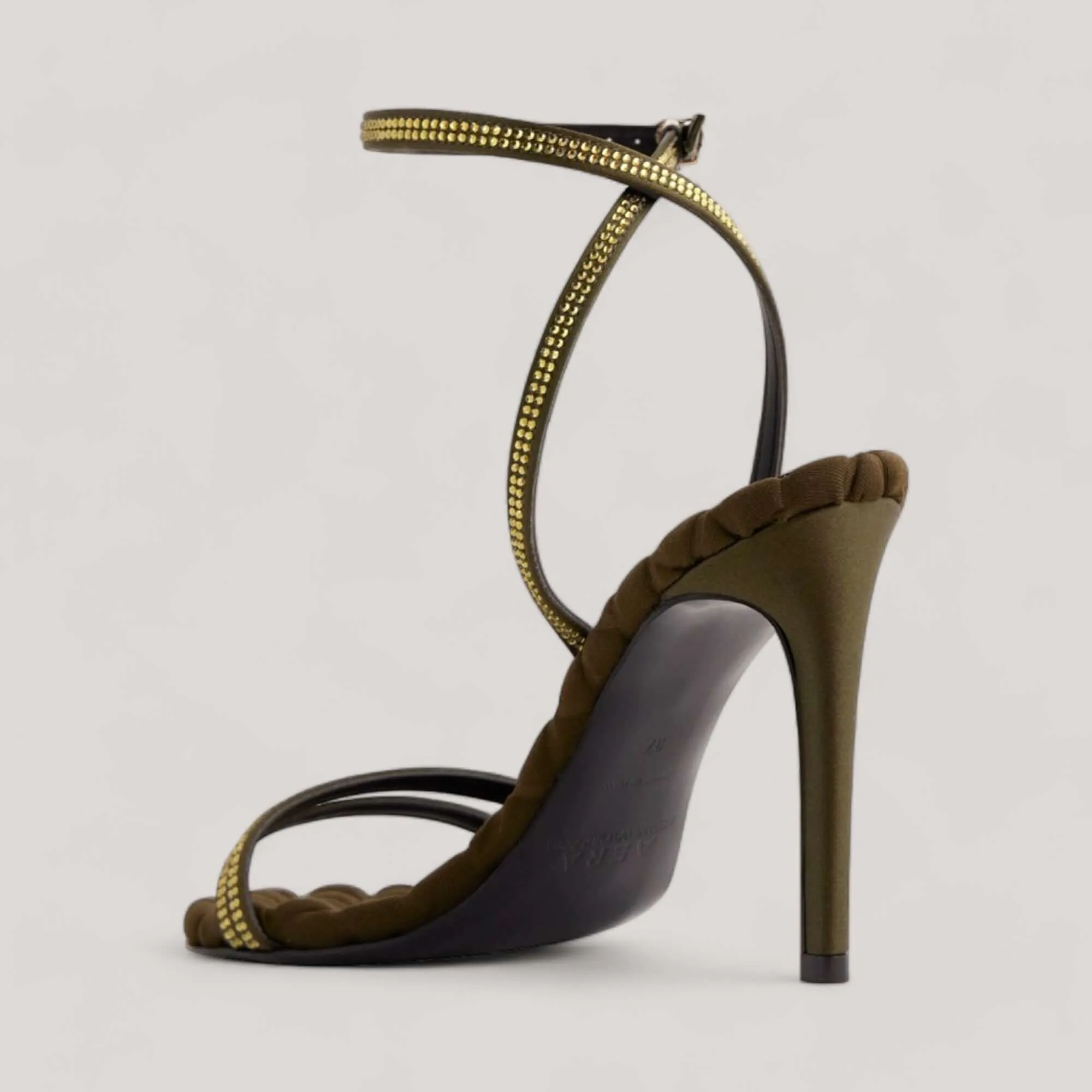 LUCIA | Military Green Crystal - Ankle Strap Sandals