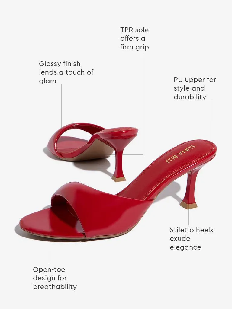 LUNA BLU Red Open-Toe Stiletto Heel Sandals