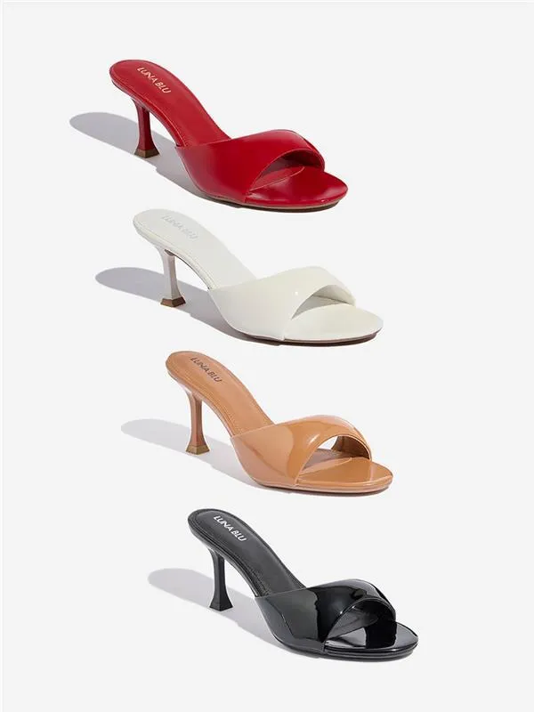 LUNA BLU Red Open-Toe Stiletto Heel Sandals