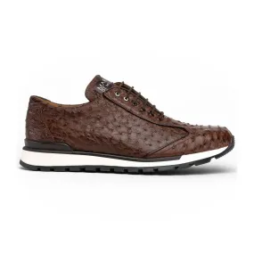 Marco Di Milano Scanno Men's Shoes Brown Exotic Ostich Casual Sneakers (MDM1051)