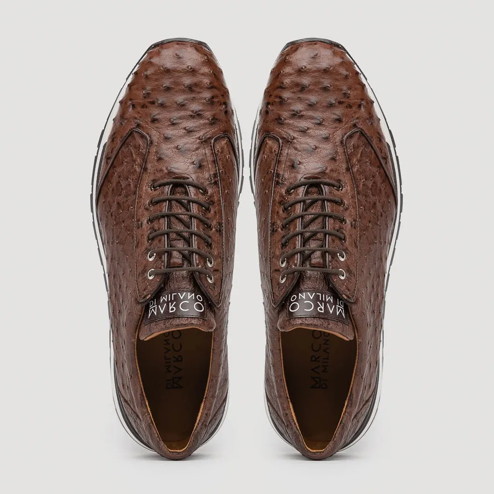 Marco Di Milano Scanno Men's Shoes Brown Exotic Ostich Casual Sneakers (MDM1051)