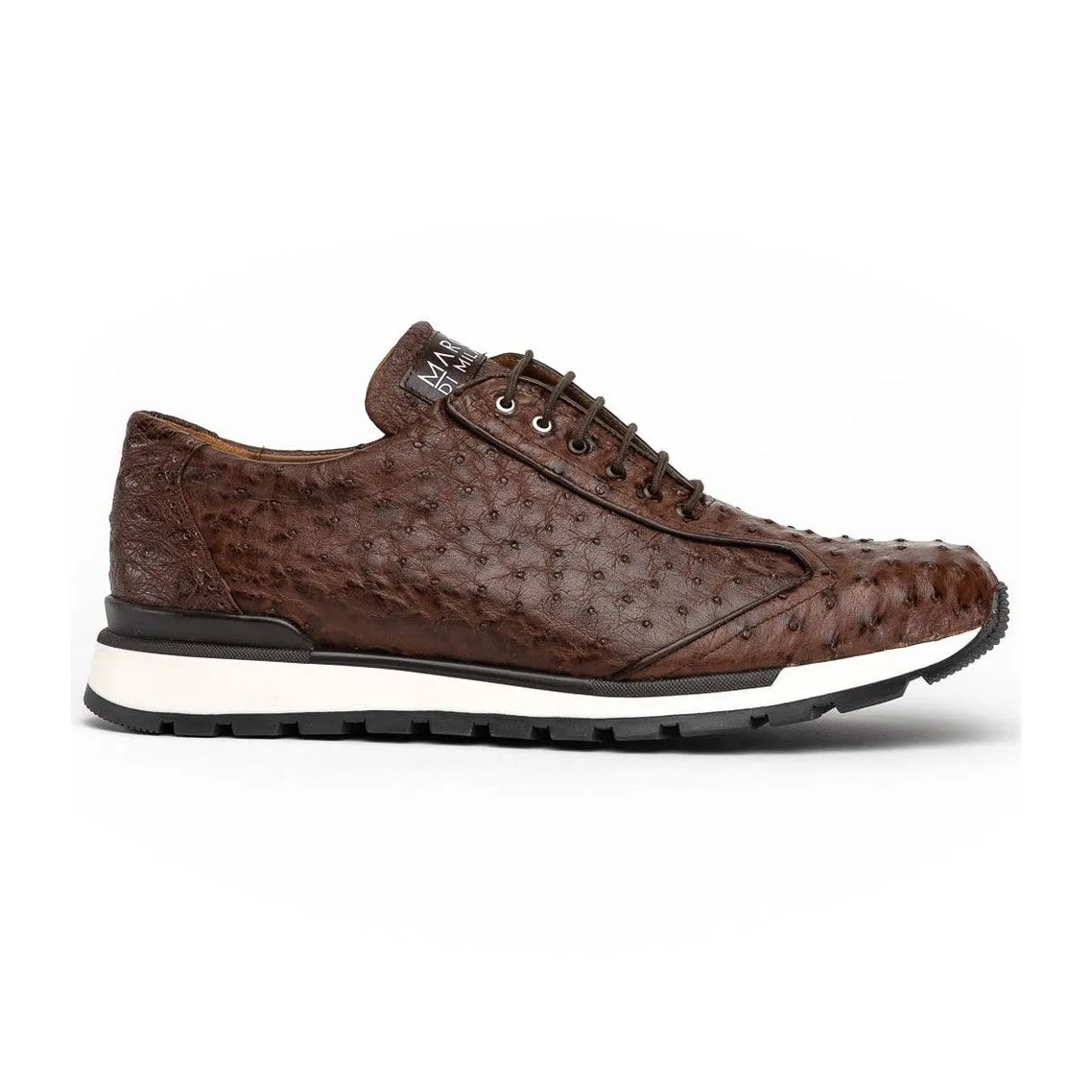 Marco Di Milano Scanno Men's Shoes Brown Exotic Ostich Casual Sneakers (MDM1051)