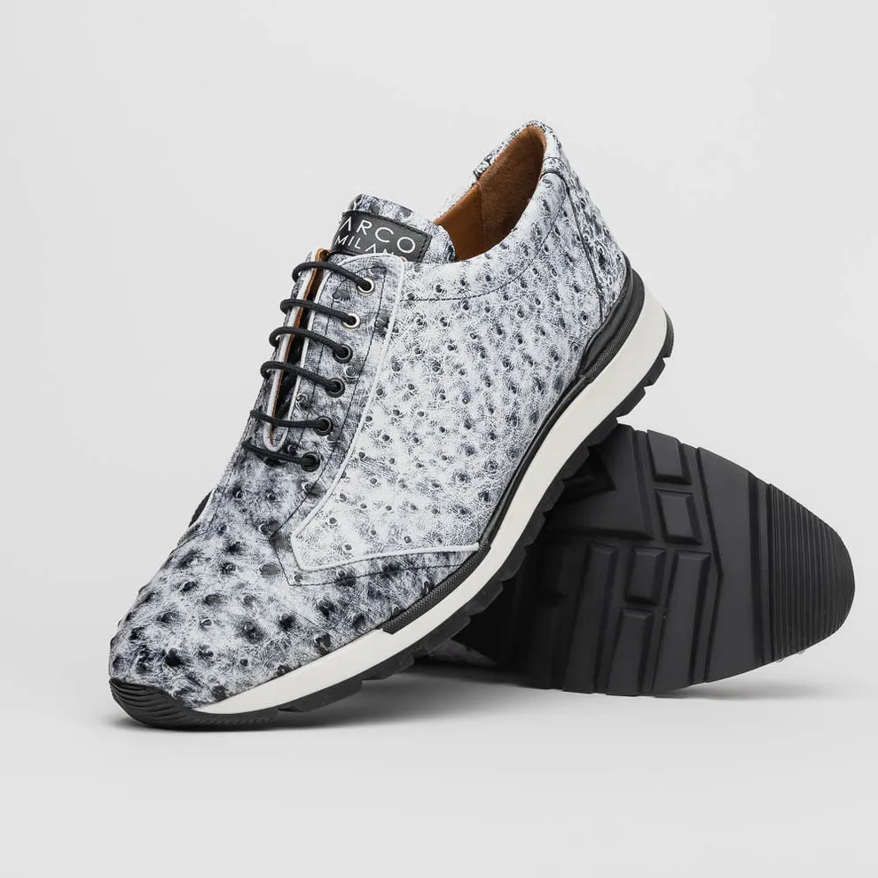 Marco Di Milano Scanno Men's Shoes Newspaper Exotic Ostich Casual Sneakers (MDM1048)